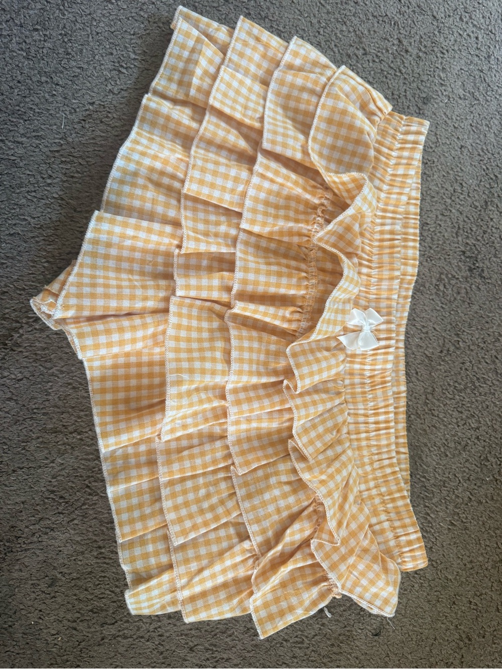 Amazon Women's Yellow Gingham Ruffle Mini Skirt